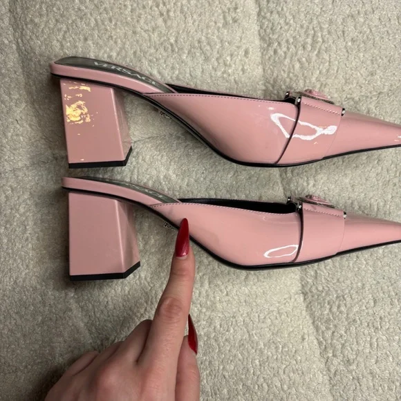 Versace Medusa Patent Leather Mules - English Rose Palladium - Picture 7 of 13